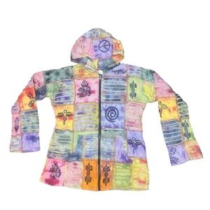 The Collection Royal Made in Nepal Hippie boho full zip hooded jacket